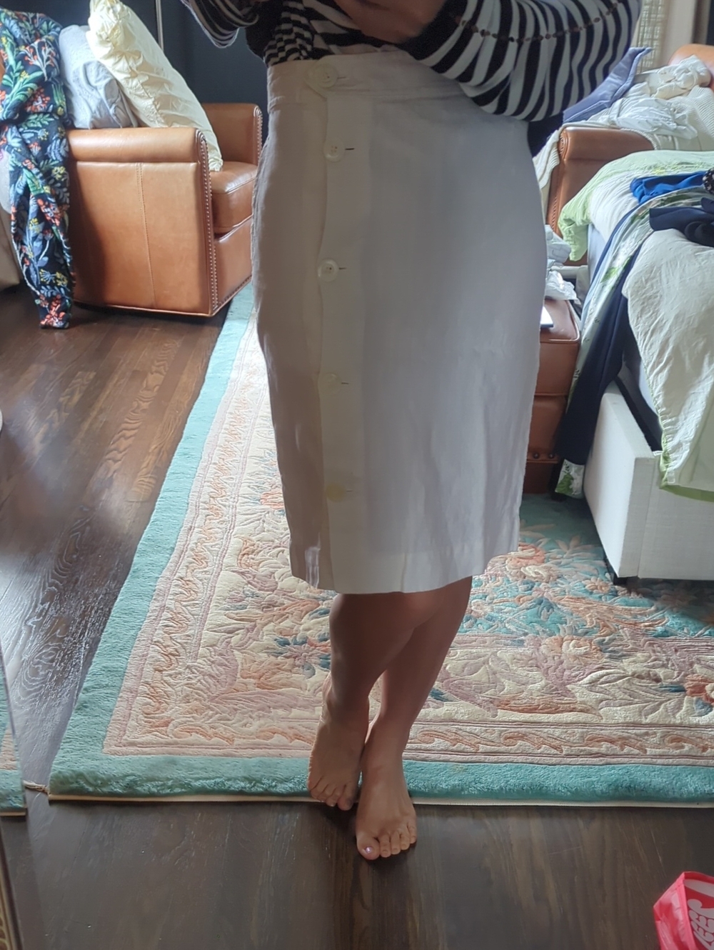 Loro Piana White Button-Front Women's Skirt